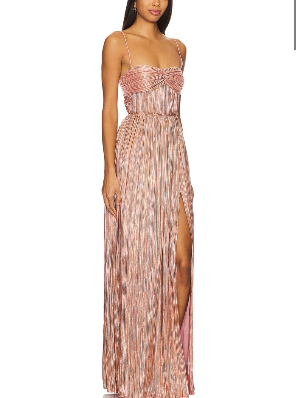 Lovers + Friends Metallic Rose Maxi Dress with Front Slit